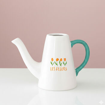 Les Fleurs Ceramic Watering Can And Flower Vase, 7 of 8