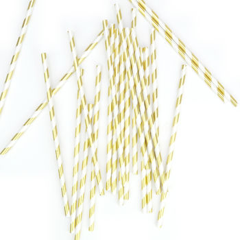 Metallic Gold And Silver Striped Paper Party Straws, 6 of 7