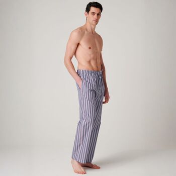 Men's 'Red Pop' Stripe Crisp Cotton Pyjama Trousers, 2 of 4