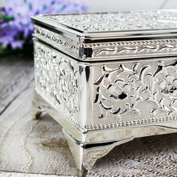 Personalised Antique Style Silver Plated Jewellery Box, 6 of 6