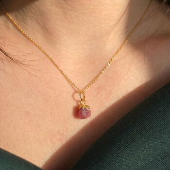 Raw Pink Tourmaline October Birthstone Crystal Necklace, 2 of 5