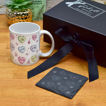 Gift Boxed Valentines Love Heart Mug And Coaster Set, 3 of 4