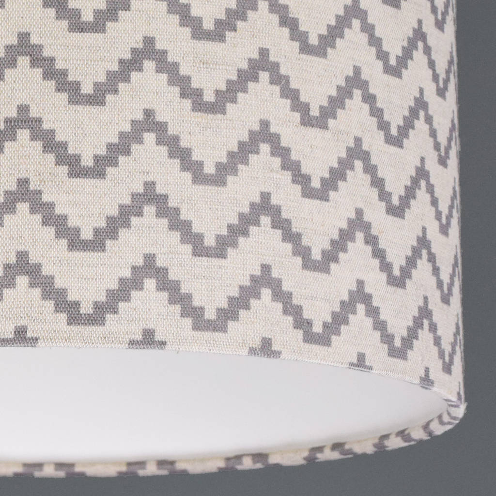 grey zig zag linen drum lampshade by quirk