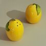 G Decor Set Of Lemon Shaped Salt And Pepper Shakers, thumbnail 3 of 8