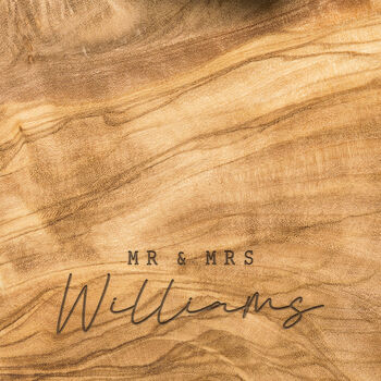 Personalised Mr And Mrs Olive Wood Wedding Gift, 3 of 6