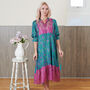 Yasmin Silk Print Embroidered Dress 04, thumbnail 1 of 3
