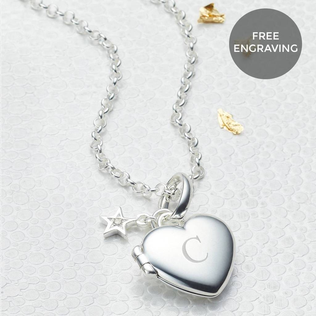 Personalised Petite Sterling Diamond Heart Locket, 1 of 8