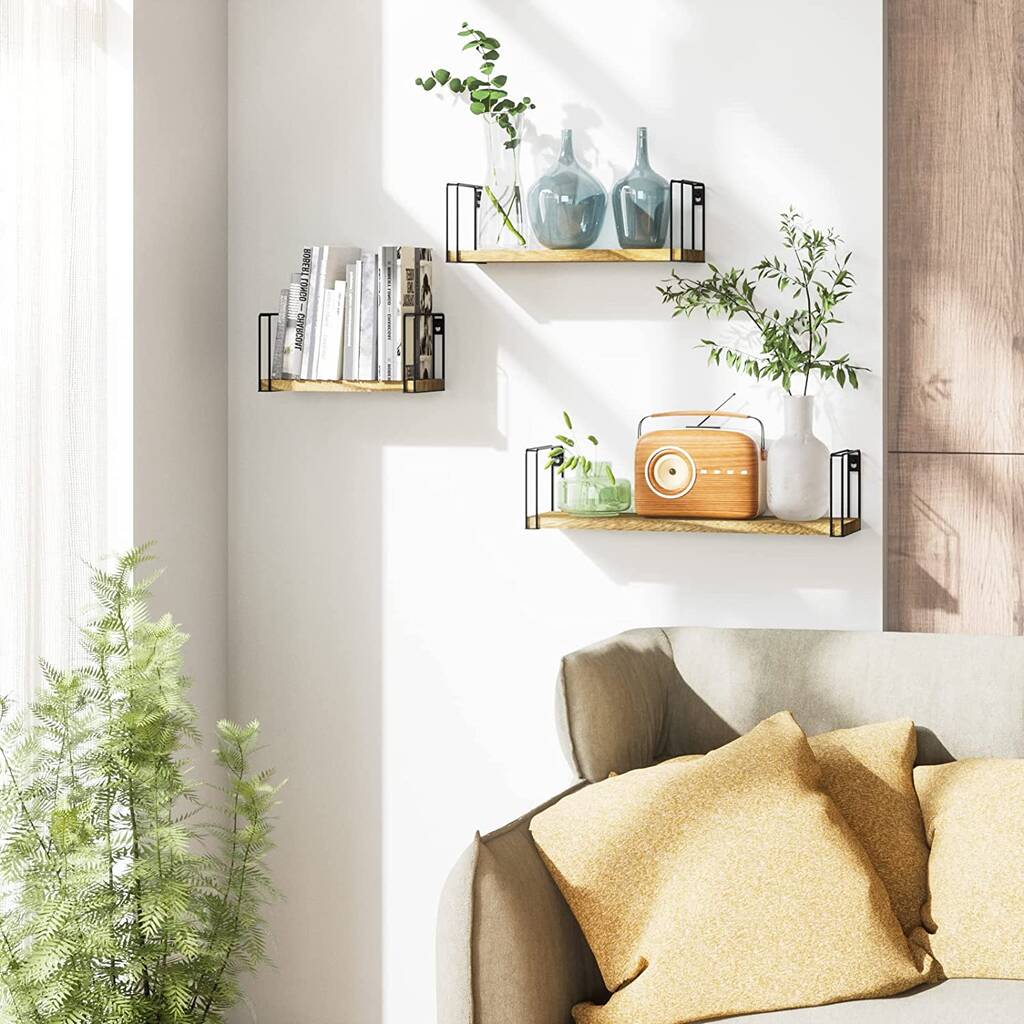 Set Of Three Carbonized Black Floating Shelf By Momentum