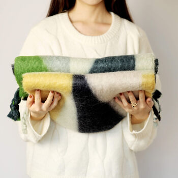 Personalised Colour Block Geometric Chunky Knit Scarf, 5 of 12