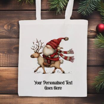 Personalised Christmas Gonk Gnome Tote Bag, 3 of 11