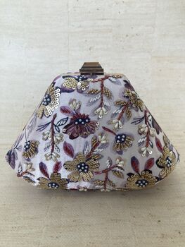 Purple Statement Handcrafted Floral Clutch Bag, 6 of 6