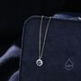 Sapphire Blue Cz Halo Flower Pendant Necklace, thumbnail 2 of 12