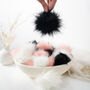 Fur Pom Pom In Pink, Black And Cream, thumbnail 1 of 7
