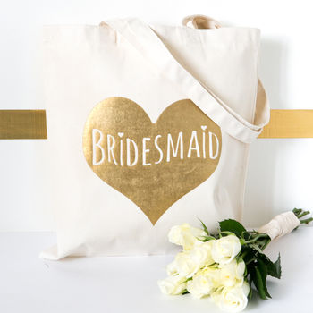 Bridesmaid Wedding Bag Gold Heart Bridesmaid Gift Bag, 3 of 3