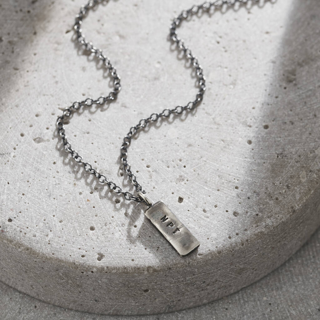 original personalised men s silver tag necklace
