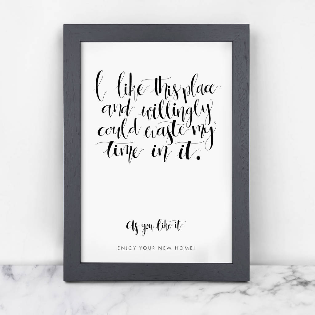 Monochrome Calligraphy 'This Place' New Home Print By Bookishly ...