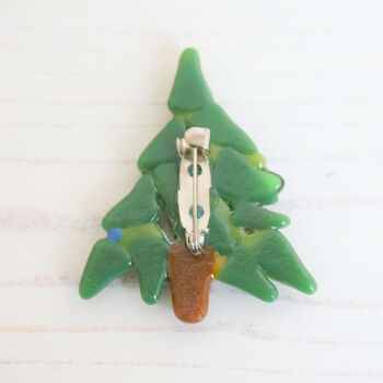 Handmade Fused Glass Christmas Tree Brooch, 6 of 6