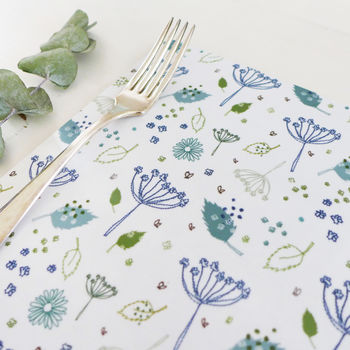 Set Of Four Blue Parsley Placemats, 3 of 4