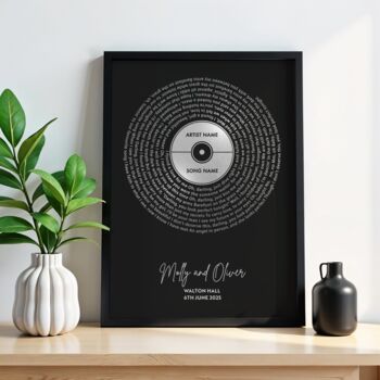 Personalised Foiled Record Song Lyric Print, 5 of 10