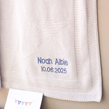 Little Star Boys Knitted Baby Blanket, 4 of 12