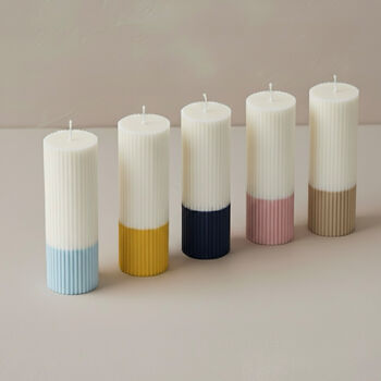 Ombre Pillar Candle Ribbed Two Tone Candle, 7 of 11