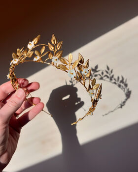 The Margot Crown Leaf Vine Mother Of Pearl Carved Shell Art Nouveau Headpiece, 6 of 12