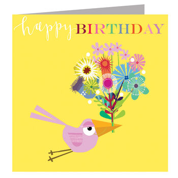 Happy Birthday Birdie Bouquet Greetings Card, 2 of 4