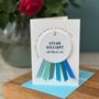 New Baby Card With Ceramic Blue Ombre Rosette, thumbnail 3 of 7