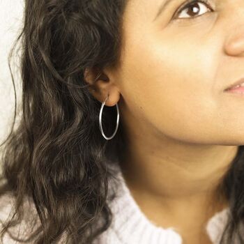 Sterling Silver 30mm Hoop Earrings, 2 of 4