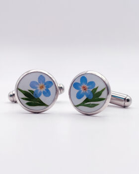 Cufflinks Real Flowers Hand Made White 10mm, 3 of 10