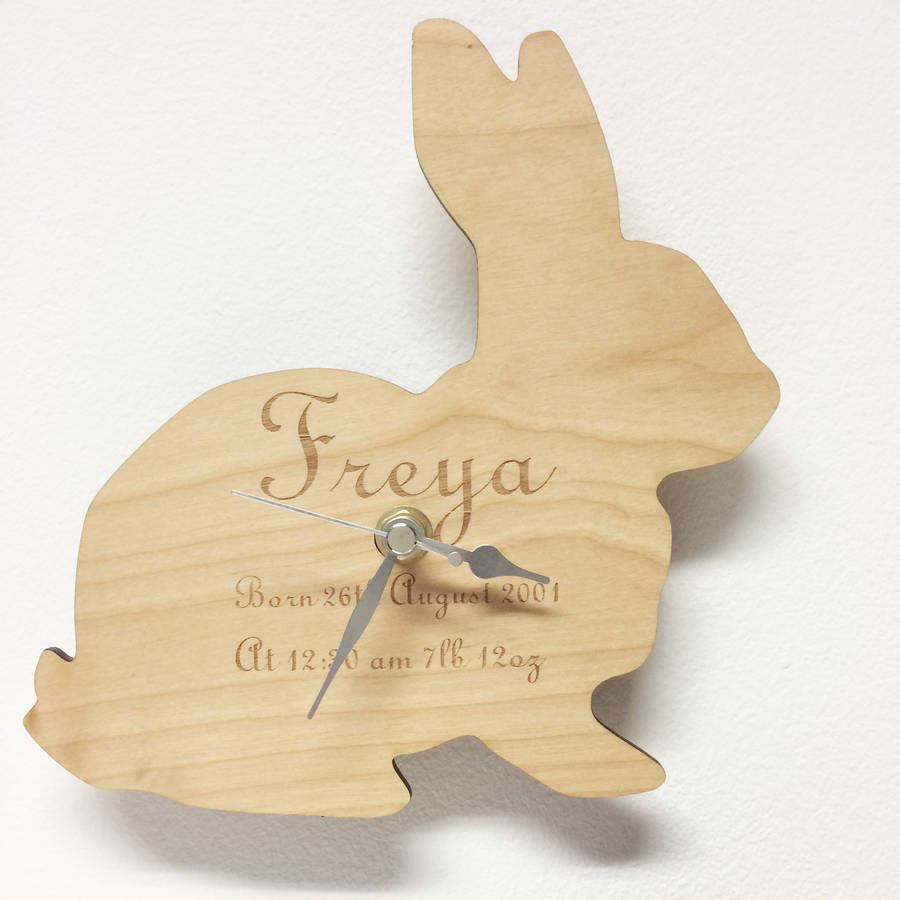 personalised bunny rabbit clock by hickory dickory designs