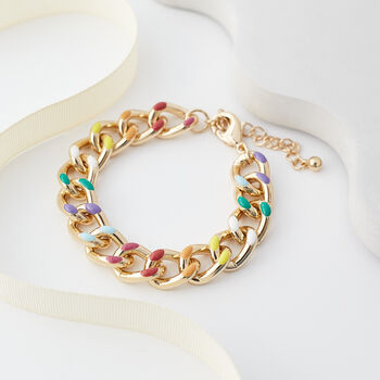 Rainbow Coloured Chunky Cuban Chain Bracelet, 2 of 6