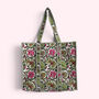 Green And Pink Floral Quilted Cotton Tote Bag, thumbnail 1 of 5