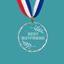 Best Boyfriend Glass Medal – Custom Engraved Crystal Award, thumbnail 1 of 4