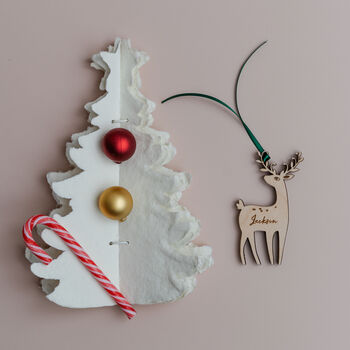 Personalised Wooden Reindeer Christmas Decoration, 2 of 3