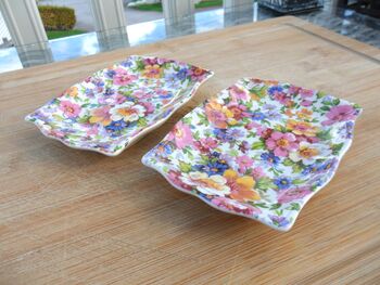Set Of Two Handmade Soap Dishes In Olde England Chintz Design, 5 of 7