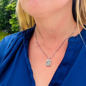 The Rectangle Dalmatian Jasper Necklace, Silver, 6 of 9