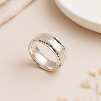 Personalised Sterling Silver Hammered Spinner Ring, 2 of 9