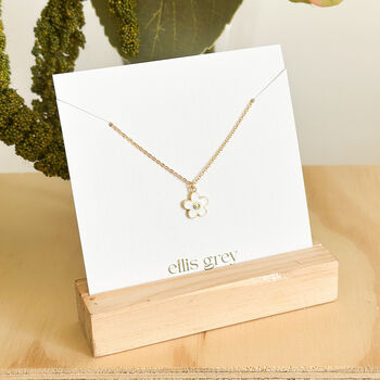 18k Gold Plated Enamel Flower Charm Necklace, 3 of 3