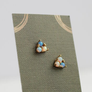 Turquoise Trio Opal Stud Earrings, 4 of 5