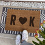 Personalised Heart Initials Doormat Wedding Gift, thumbnail 1 of 2