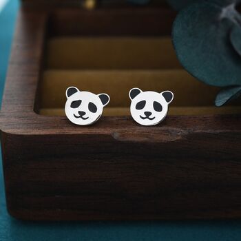 Sterling Silver Panda Bear Stud Earrings, 7 of 12
