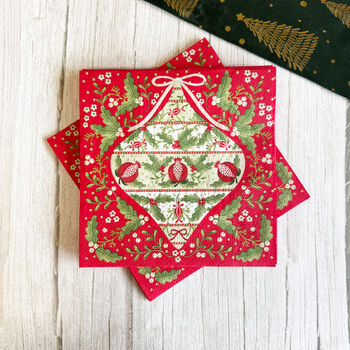 Folklore Red Christmas Paper Napkin X 20, 4 of 5