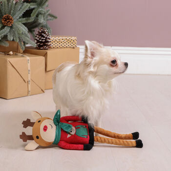 Elf And Reindeer Knitted Christmas Jumper For Dogs, 9 of 9