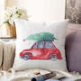 Cushion Cover With Christmas Tree On Red Small Car, thumbnail 1 of 3