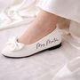 Personalised Bridal Prom White Bow Pump Slip On Flats, thumbnail 2 of 6