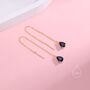 Sterling Silver Sapphire Blue Cz Droplet Threader Earrings, thumbnail 8 of 12