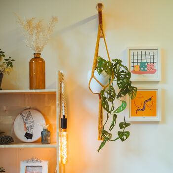Macrame Hanging Accent Lamp With Filament Bulb, 2 of 10