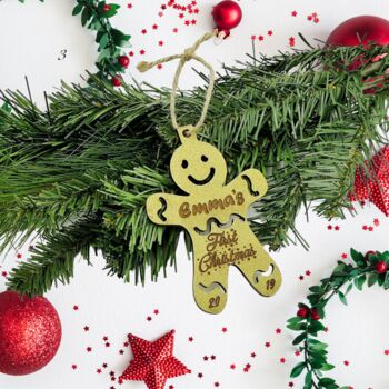 Personalised Gingerbread Man Christmas Bauble Card, 2 of 8
