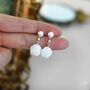 Kimberley Roses White Ivory Silver Pearl Ball Drop Flower Earrings, thumbnail 2 of 5